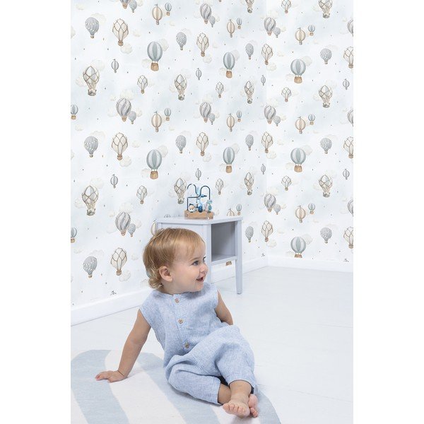 Carta da parati per bambini in tessuto grezzo 10 m x 50 cm Hot-Air Balloons - Lilipinso-image-2