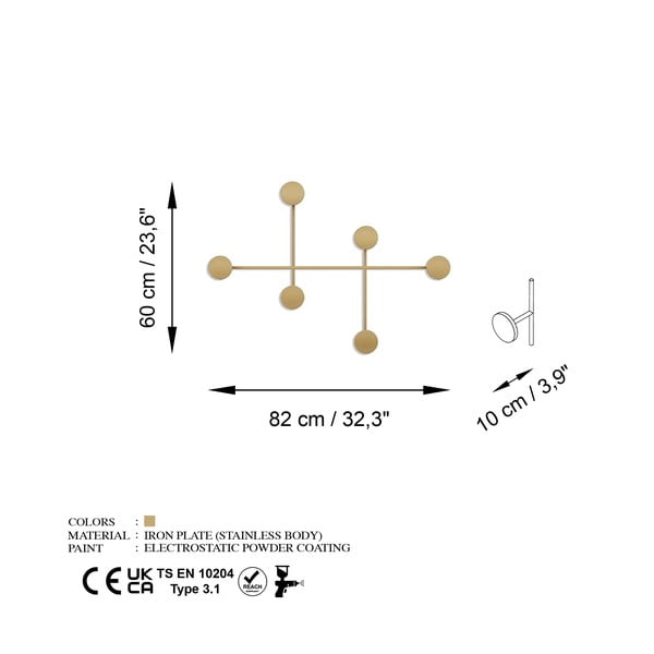 Attaccapanni da parete color oro in metallo Dama-A - Kalune Design-image-4