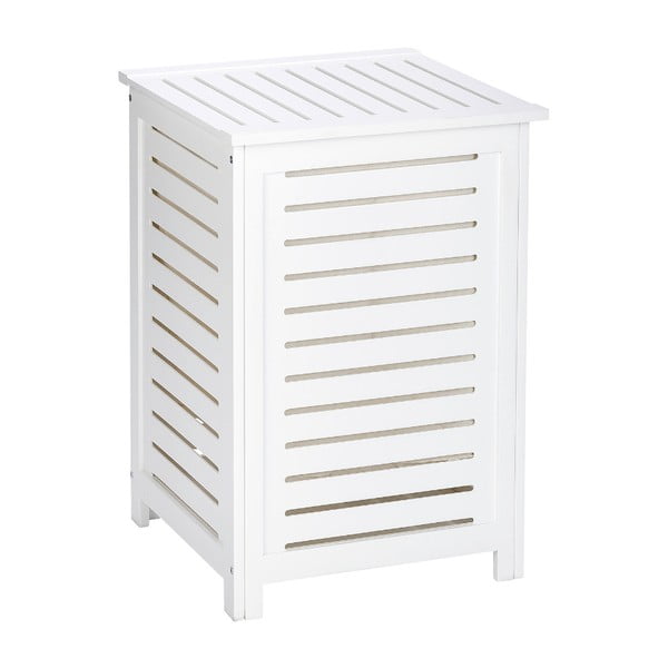 Cesto portabiancheria in legno bianco 56 l Oslo - Wenko-image-1