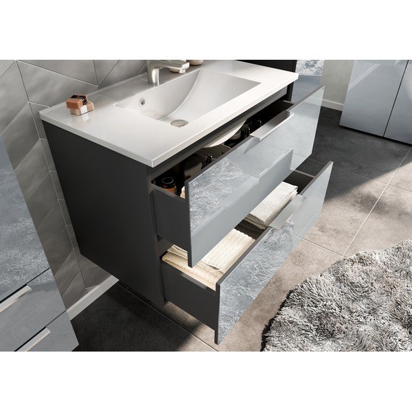 Mobile con lavello grigio lucido da appendere 81x61 cm Vasio – Germania-image-1