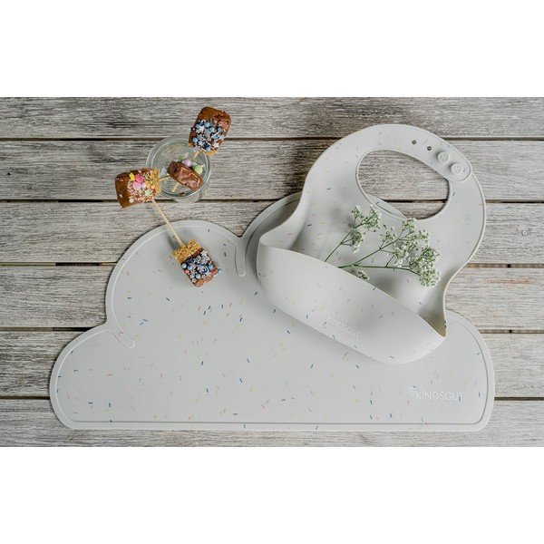 Bavaglino in silicone bianco con tasca Bavaglino Confetti - Kindsgut-image-1