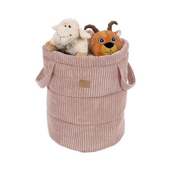 Cesta per giochi da bambino rosa in tessuto ø 39x50 cm – Meowbaby-image-1