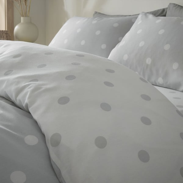 Biancheria da letto singola bianca e grigio chiaro 135x200 cm - Catherine Lansfield-image-2