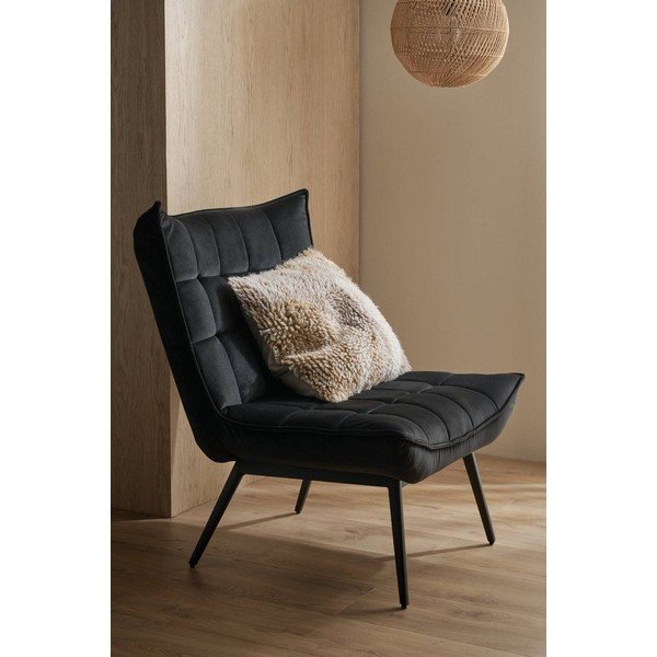 Poltrona nera con rivestimento in velluto Legend – Ellos Home-image-1