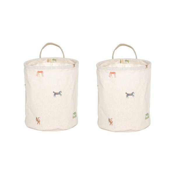 Ceste per giochi in set da bambini color crema in tessuto 2 pz ø 18x22 cm Moira – OYOY Mini