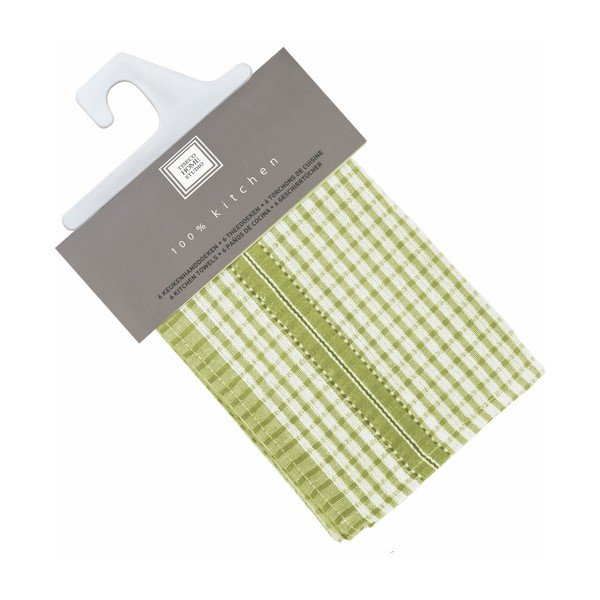Set di 6 strofinacci in cotone verde Waffle, 46 x 70 cm - Tiseco Home Studio