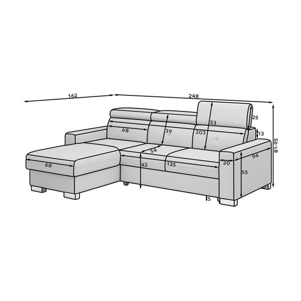 Divano angolare nero allungabile/con contenitore (con penisola a destra/con chaise lounge) Fresia – ELTAP-image-2