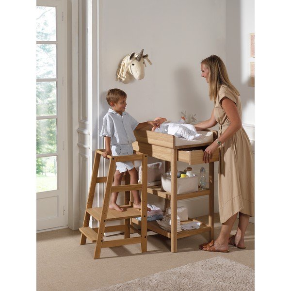 Fasciatoio di colore naturale in rovere massiccio con fasciatoio Forrest – Vipack-image-3