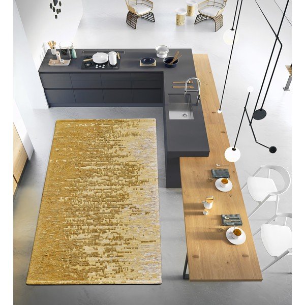 Runner lavabile giallo 55x115 cm Tamigi Oro - Floorita-image-1