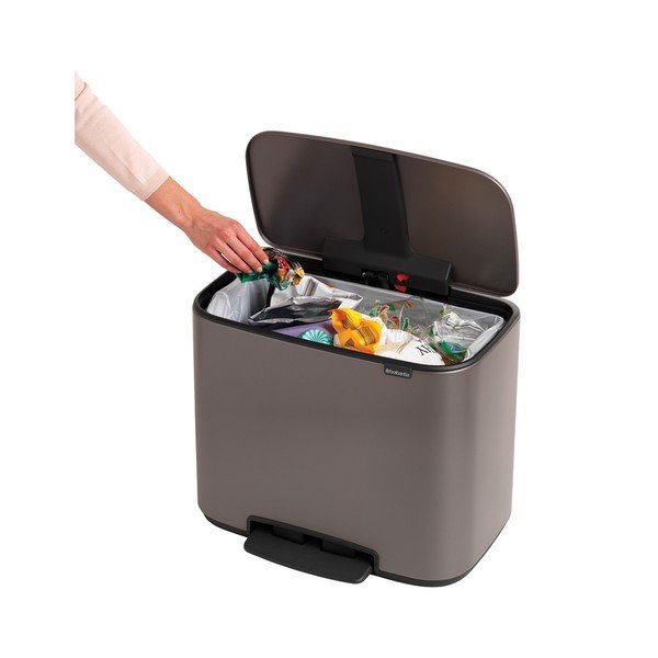 Cestino per la spazzatura in acciaio grigio con pedale 36 l Bo – Brabantia-image-1