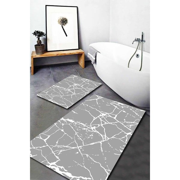 Tappetini da bagno grigi in set da 2 60x100 cm - Mila Home-image-1