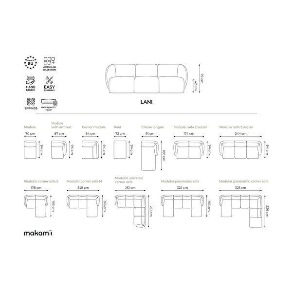 Divano angolare grigio con rivestimento in velluto Lani – Makamii-image-4