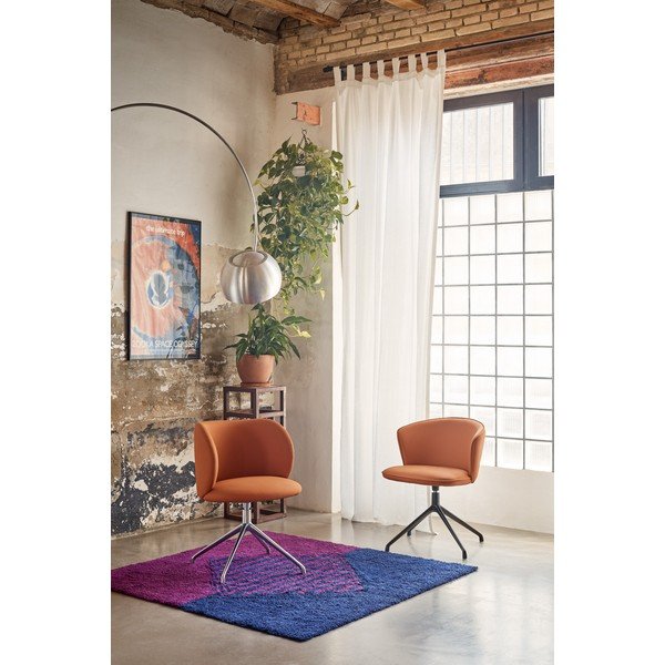 Sedia da pranzo arancione in imbottito Mogi – Teulat-image-1