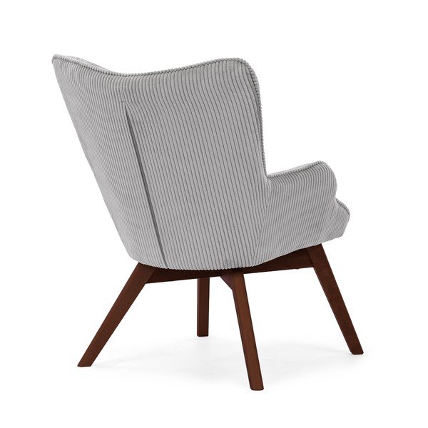 Poltrona grigia con rivestimento in velluto a coste Niko – Ropez-image-3