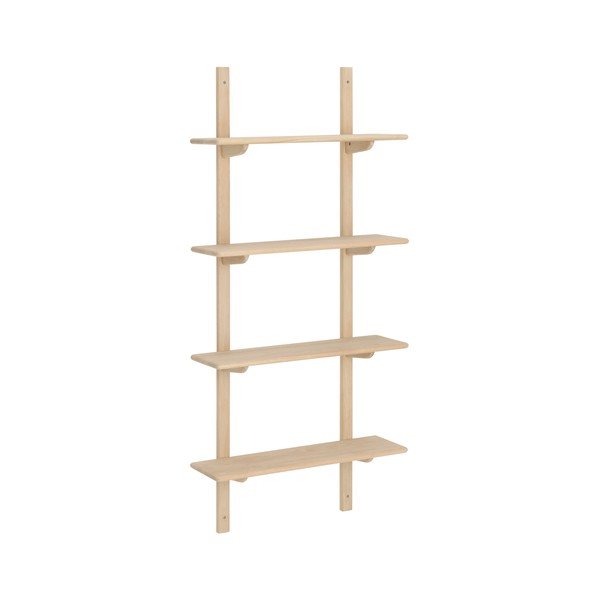 Mensola colore naturale chiaro in rovere massiccio con ripiani multipli 70 cm Albin – Ellos Home