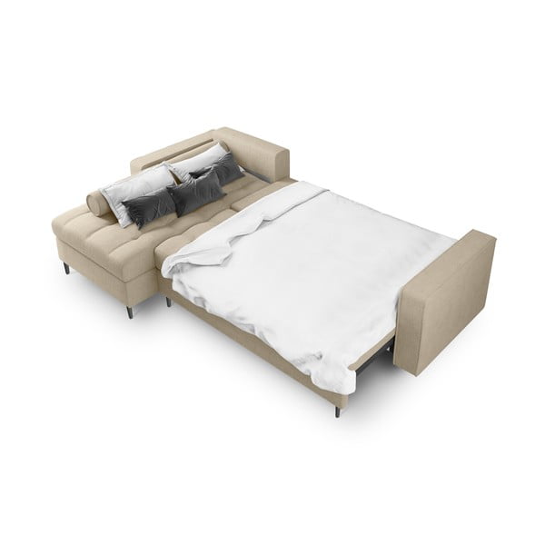 Divano letto angolare beige, angolo sinistro Santo - Milo Casa-image-4