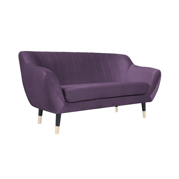 Divano viola con gambe nere Benito, 158 cm - Mazzini Sofas-image-2