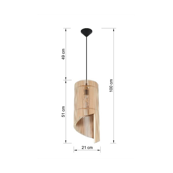 Lampadario nero/di colore naturale con paralume in legno ø 21 cm Limpezia – Sollux-image-3