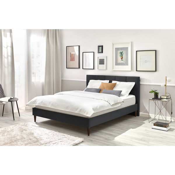 Letto matrimoniale imbottito antracite con griglia 160x200 cm Vivara - Bobochic Paris-image-3