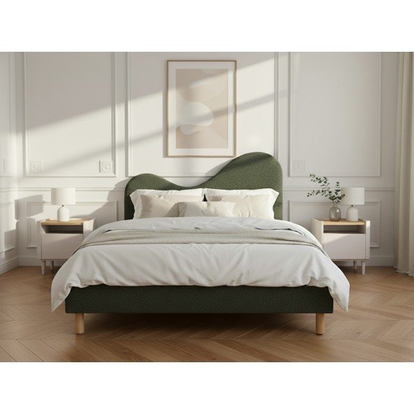 Letto matrimoniale imbottito verde imbottito con rete inclusa 180x200 cm Celina – Bobochic Paris-image-2