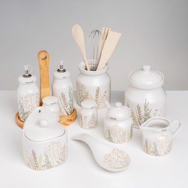 Set di utensili da cucina in legno 4 pezzi con supporto Grass - Casa Selección-image-1