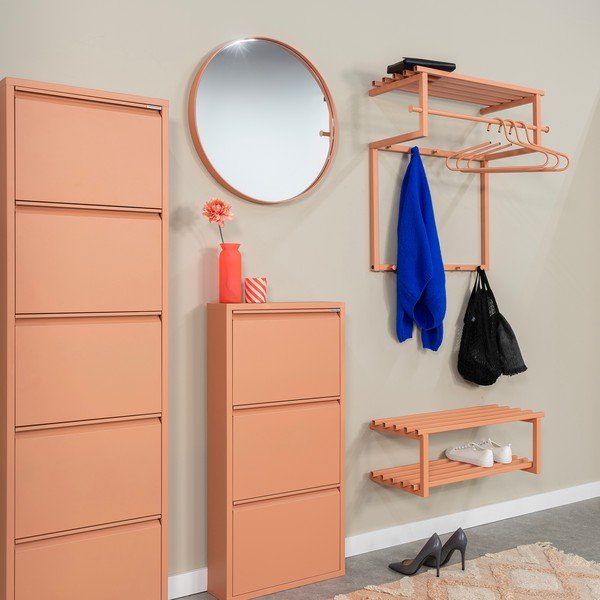 Attaccapanni da parete color salmone in metallo con scaffale 76 cm Rizzoli – Spinder Design-image-1