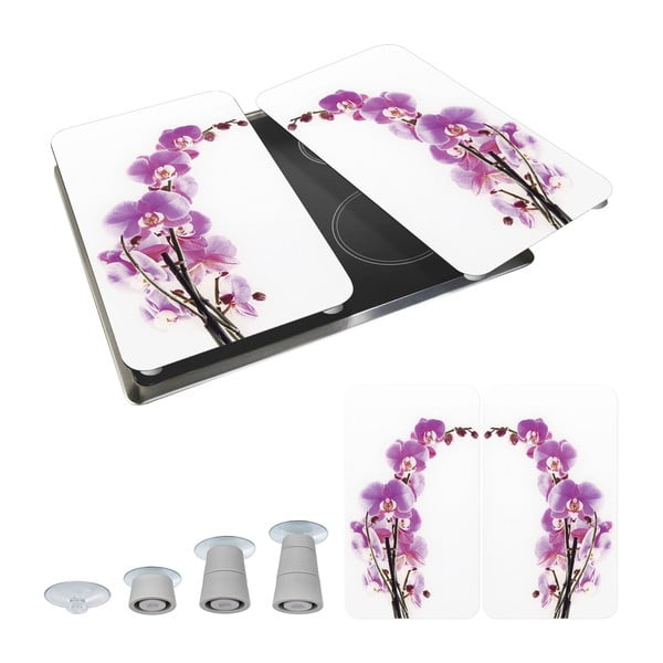 Set di 2 copri stufe in vetro Orchidea, 52 x 30 cm Orchid Blossom - Wenko-image-3