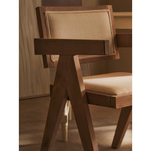 Sedia da pranzo di colore naturale imbottito Cebu – Premier Housewares-image-4