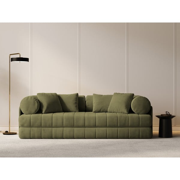 Divano verde allungabile con rivestimento in velluto 206 cm Kemi – Cosmopolitan Design-image-4