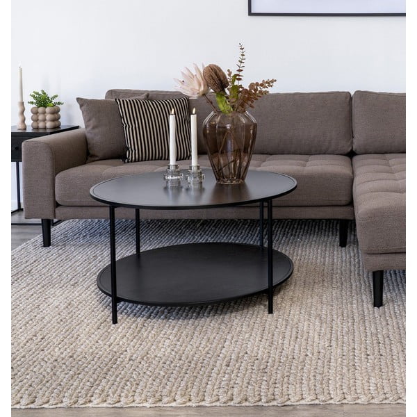 Tavolino rotondo nero con piano nero ø 80 cm Vita - House Nordic-image-1