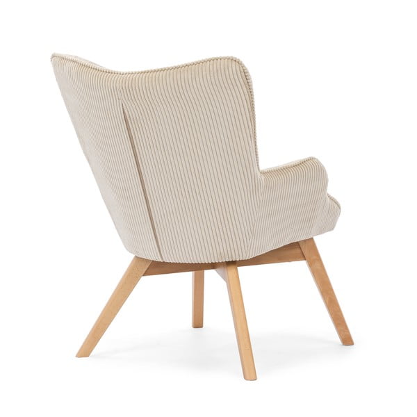 Poltrona beige con rivestimento in velluto a coste Niko – Ropez-image-3