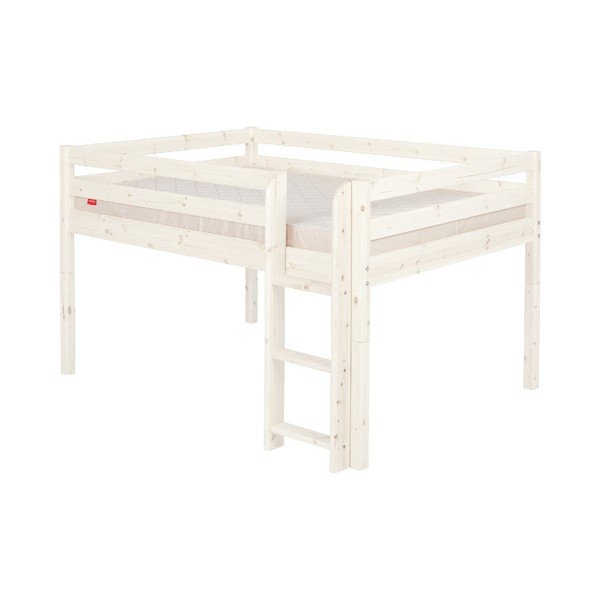 Letto matrimoniale medio alto per bambini bianco in legno di pino , 140 x 200 cm Classic - Flexa