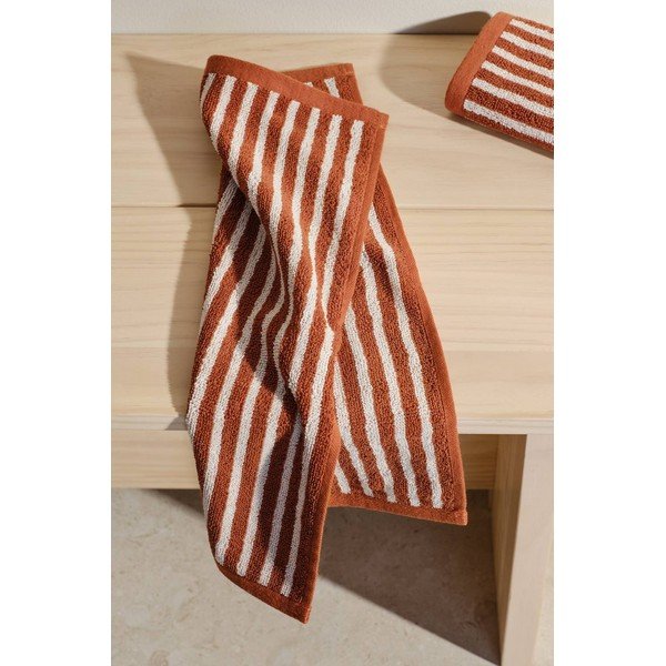 Set di asciugamani marrone cognac/color crema in cotone 2 pz 30x50 cm Dixie – Jotex-image-1