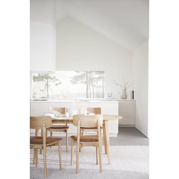 Sedie da pranzo in similpelle in colore marrone cognac-naturale in set di 2 pezzi Wolcott - Rowico-image-2