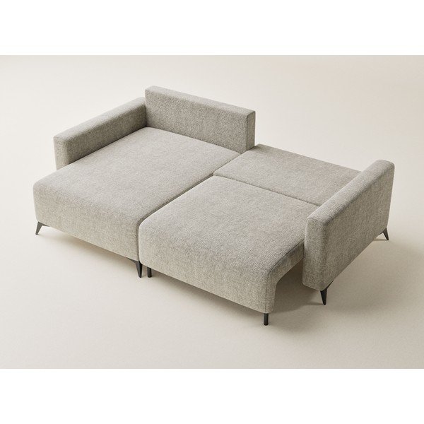 Divano angolare beige allungabile/con contenitore (con penisola a sinistra/con chaise lounge) con rivestimento in ciniglia Leon – Maison de Rêve-image-3