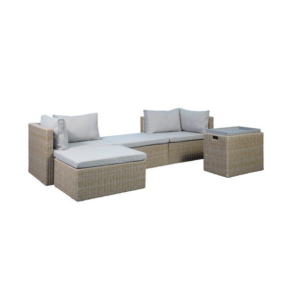 Set di mobili da giardino beige/marrone chiaro in rattan artificiale Modular – Unique Furniture-image-2