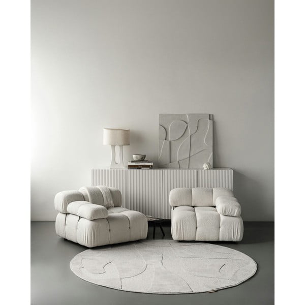 Tappeto rotondo in lana grigio chiaro ø 120 cm Morphic Botanica - Agnella-image-1