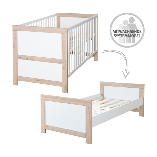 Lettino in colore bianco e naturale 70x140 cm Malo - Roba-image-3