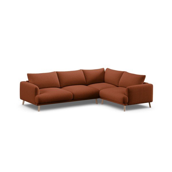 Divano angolare color terracotta (con penisola a destra/con chaise lounge) Naomi – Micadoni 