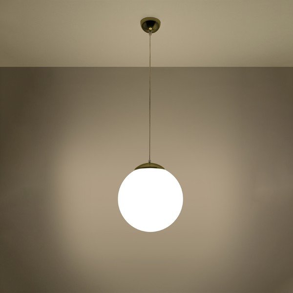 Lampada a sospensione color oro con paralume in vetro ø 30 cm Cezab - Sollux-image-3