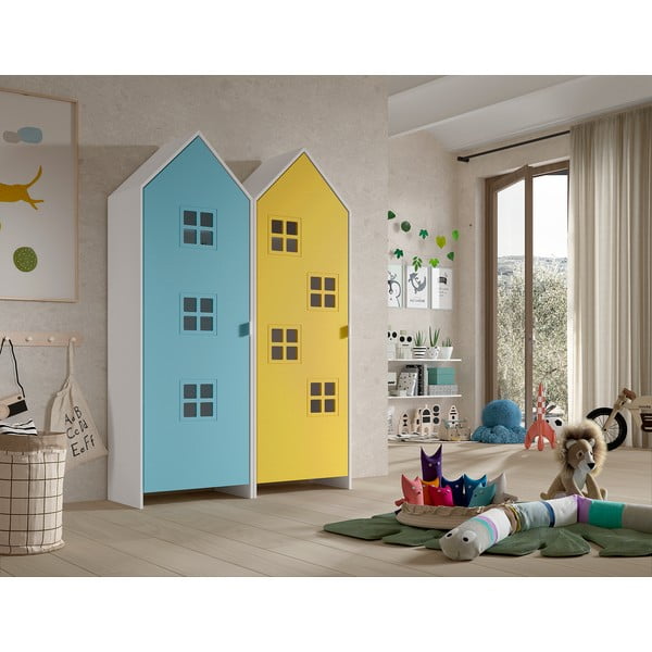 Armadio per bambini giallo e azzurro 115x171,5 cm CASAMI BRUGES - Vipack-image-1