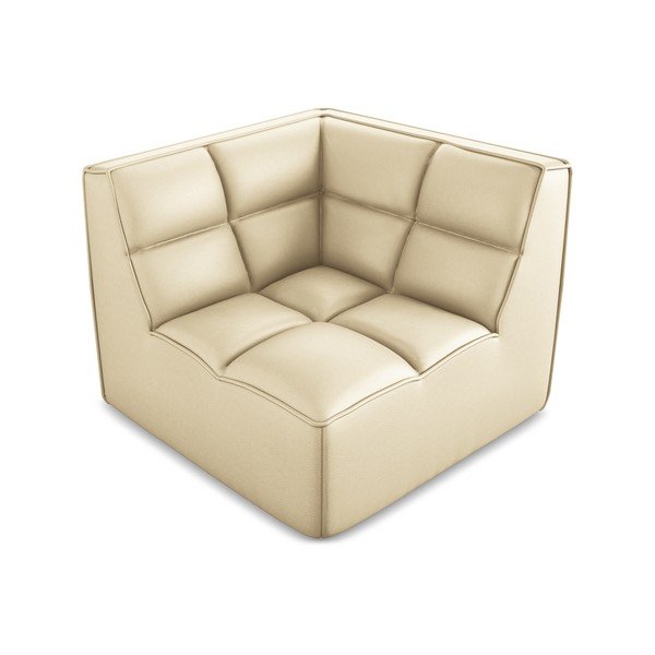 Parte divano componibile color crema con rivestimento in finta pelle Kalai – Makamii-image-1