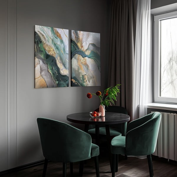 Set di quadri con elementi dipinti a mano 2 pz 50x70 cm Aventurine – Styler-image-2