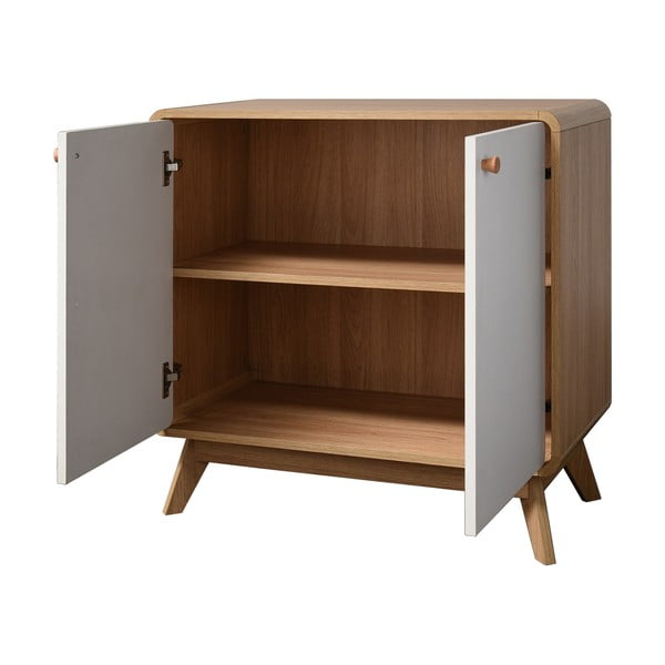 Cassettiera bassa bianca in rovere 75x75 cm Cassie - Støraa-image-2