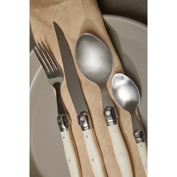 Posate in acciaio inox color crema e naturale 16 pezzi Swiss - Premier Housewares-image-1