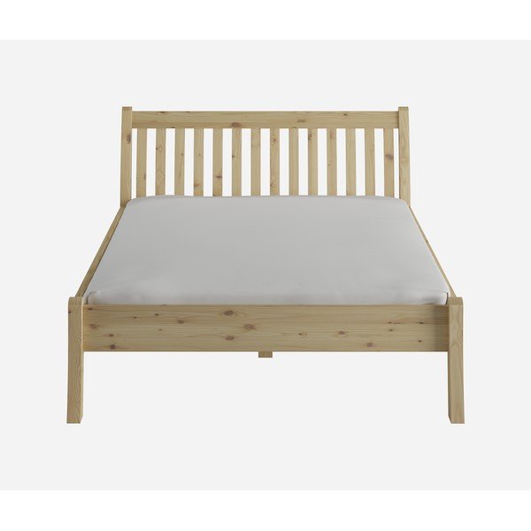 Letto matrimoniale di colore naturale in pino massiccio 160x200 cm Tonja – Olivia Living-image-2