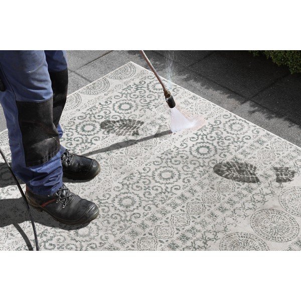 Tappeto da esterno verde e bianco Cerchio, 200 x 290 cm - Ragami-image-2