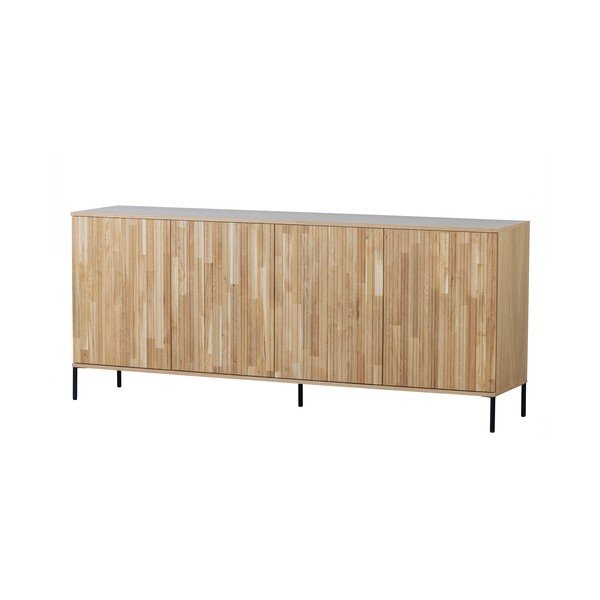 Cassettiera di colore naturale con effetto rovere 200x85x44 cm Gravure – WOOOD-image-4