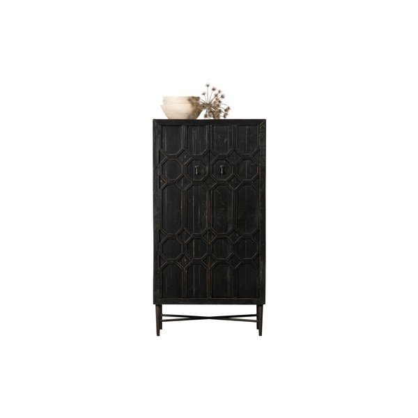 Armadietto nero in legno riciclato 75x143x40 cm Bequest – WOOOD-image-3