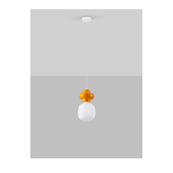 Lampadario bianco/arancione in ceramica con paralume in vetro ø 18 cm Clio – Nova Luce-image-3
